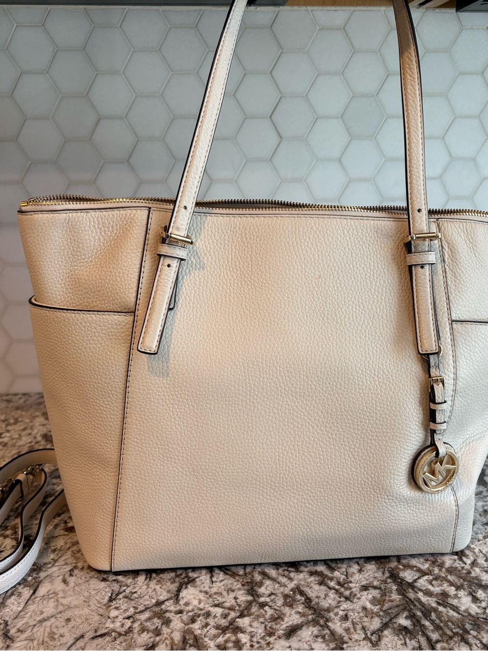 Michael Kors off white Leather Tote Bag